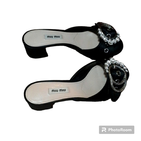 MIU MIU CALZATURE DONNA PRADA 39 CRYSTAL SATIN SANDALS - Picture 4 of 10